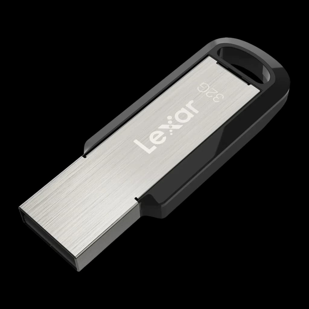 Clé USB Lexar JumpDrive M400 32 Go USB 3.0 130 Mo/s Argent, vue de face: corps métallique brossé avec logo Lexar et boîtier