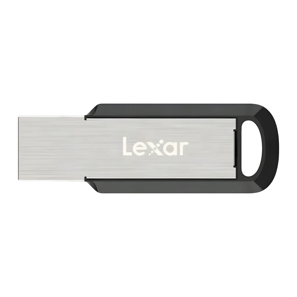 Clé USB Lexar JumpDrive M400 32 Go USB 3.0 130 Mo/s Argent, détail: corps métallique brossé avec logo Lexar et boîtier noir