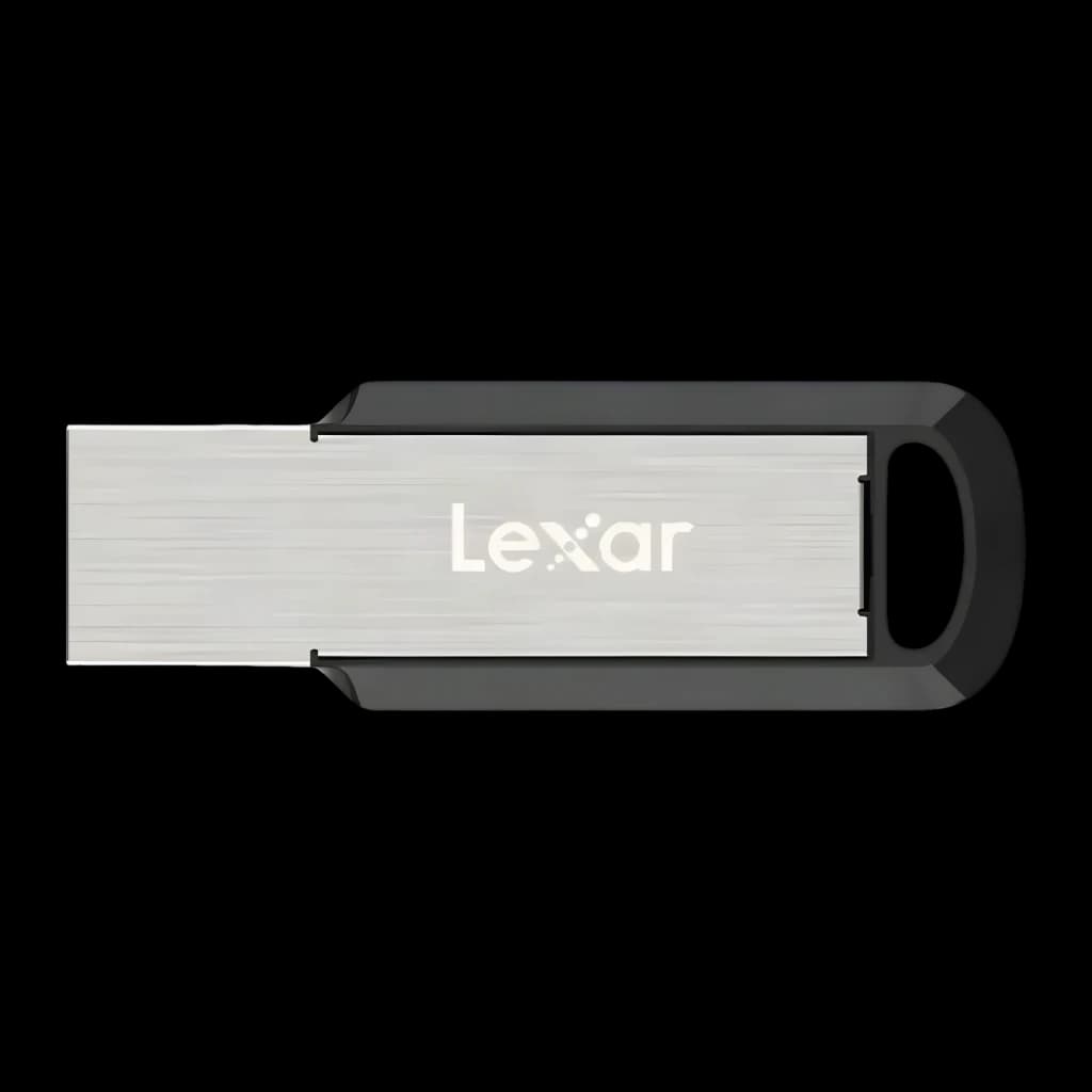 Clé USB Lexar JumpDrive M400 32 Go USB 3.0 130 Mo/s Argent, détail: corps métallique brossé avec logo Lexar et boîtier noir
