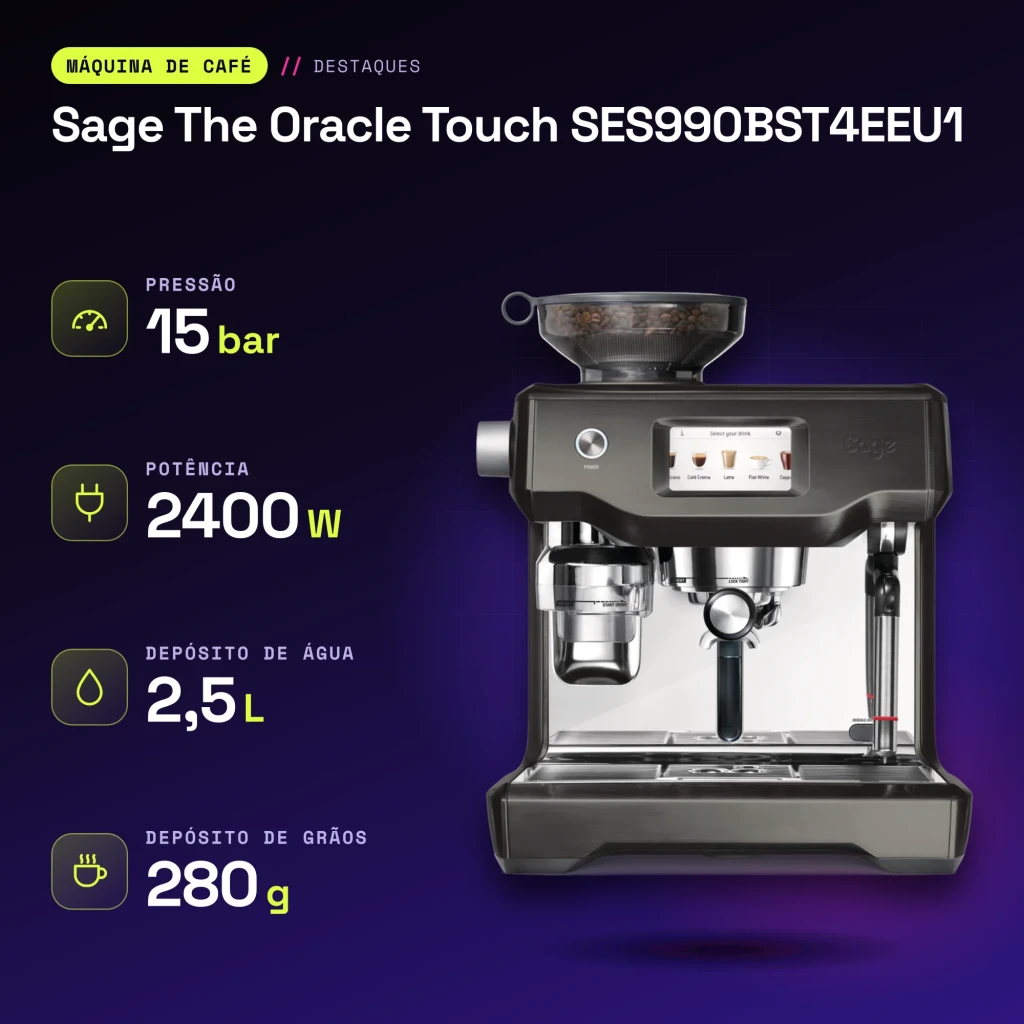 Cafetera superautomática Sage The Oracle Touch 2,5L Acero Inoxidable Negro SES990BST4EEU1 - características
