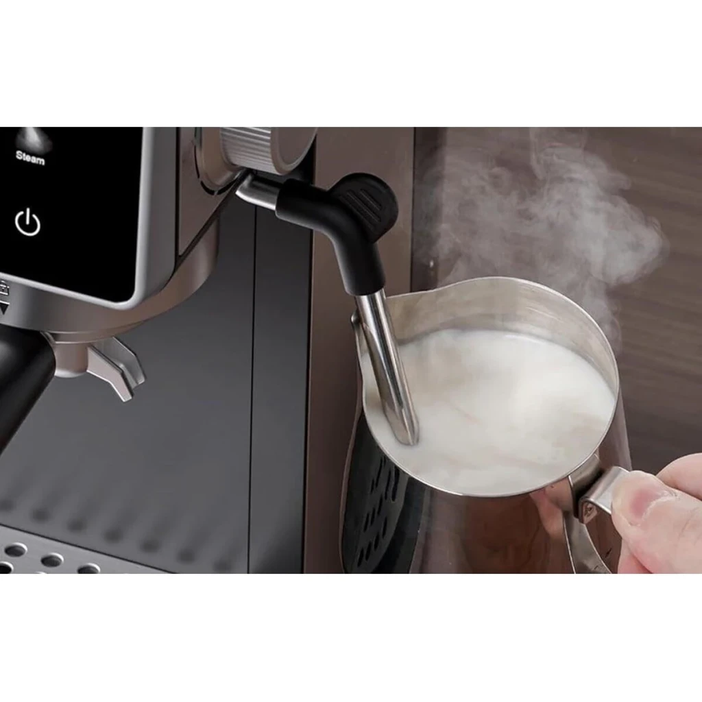 Cafetera Express Amzchef 1,8L Con Molinillo Integrado 20Bar Plata CE-CM5560-SV, detalle: vaporizador espumando leche