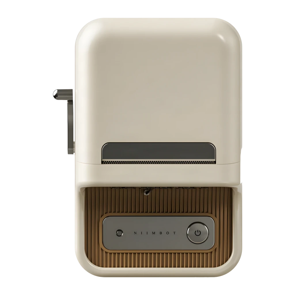 Impresora de Etiquetas Niimbot B21 Pro 300 dpi Térmica Ancho 20-50mm Crema, detalle frontal: ranura de impresión, panel