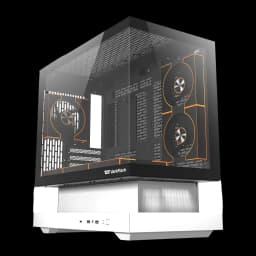 Caja PC Darkflash F1 White Cristal Templado M-ATX / ITX 6 Ventiladores ARGB, vista frontal: panel lateral de vidrio