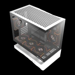 Caja PC Darkflash F1 White Cristal Templado M-ATX / ITX 6 Ventiladores ARGB, detalle: vista isométrica con panel lateral