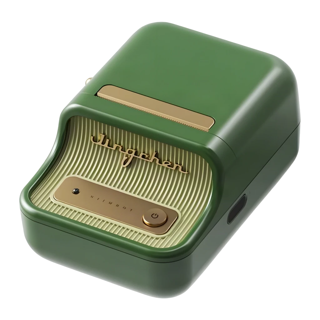 Impresora de Etiquetas Portátil Niimbot B21 Pro Térmica 300 ppp Verde Oscuro, detalle: interior abierto con logo dorado