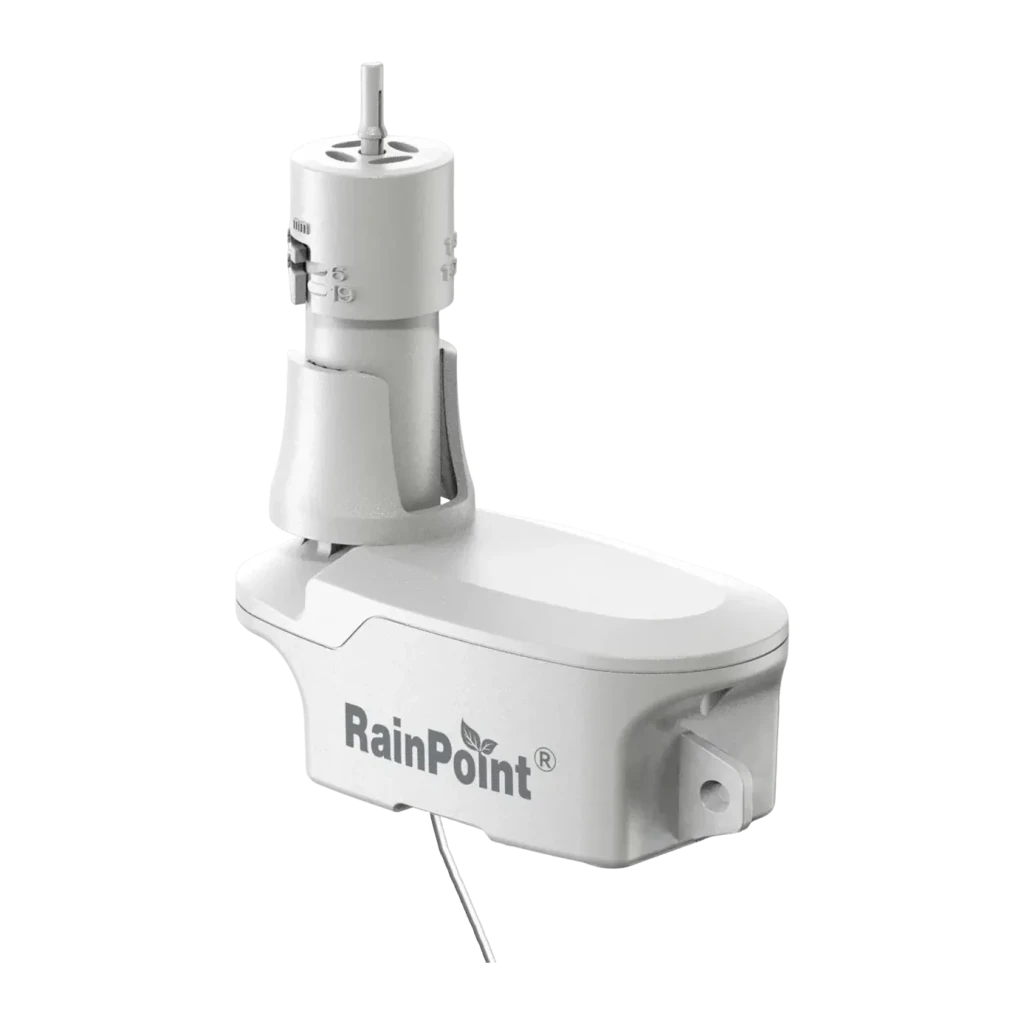 Sensor de lluvia RainPoint 044L Con cable ICS044L, detalle: cuerpo blanco con disco absorbente graduado y cable saliente
