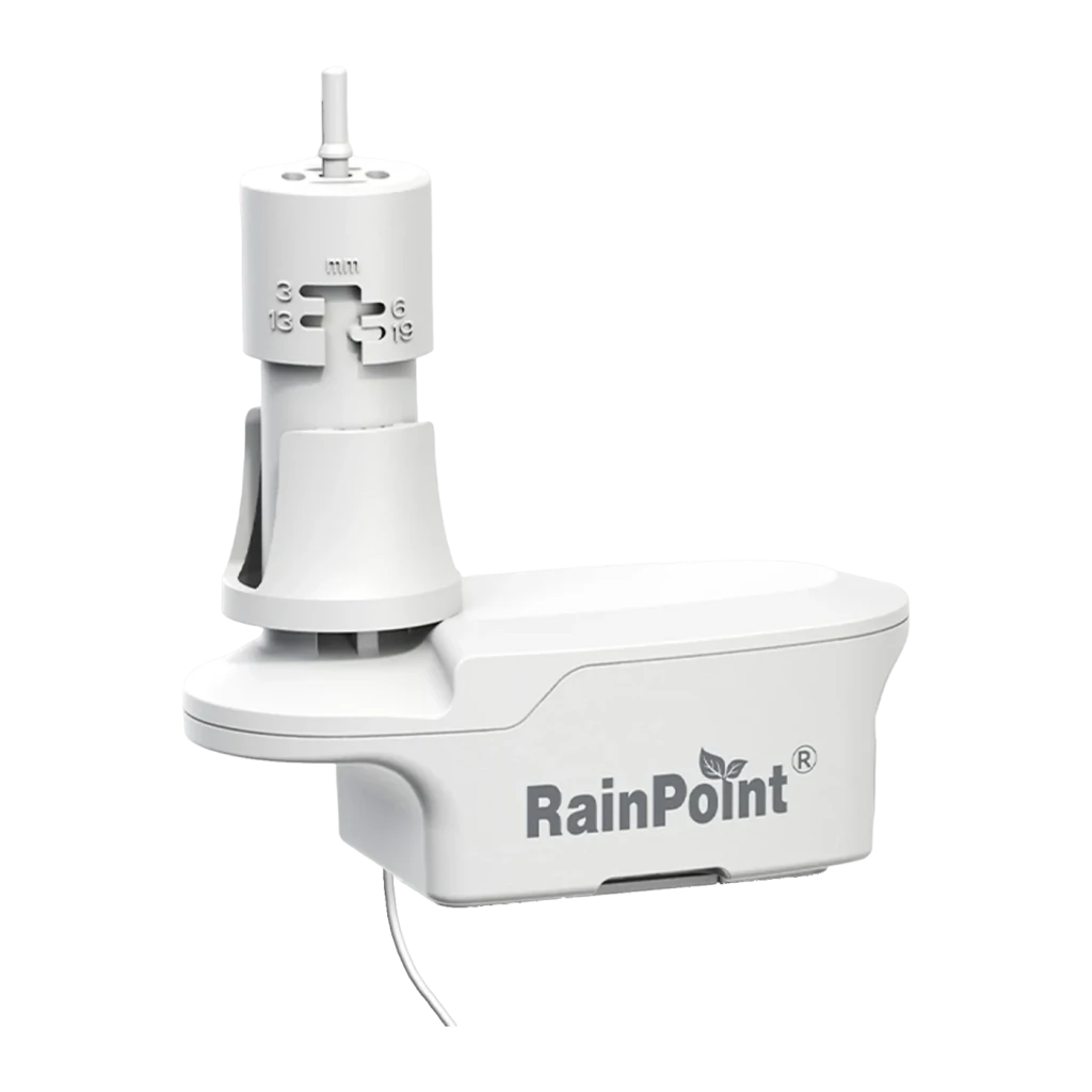 Sensor de lluvia RainPoint 044L Con cable ICS044L, detalle: dial de ajuste mm con escala 3-6/13-19 y cable saliendo
