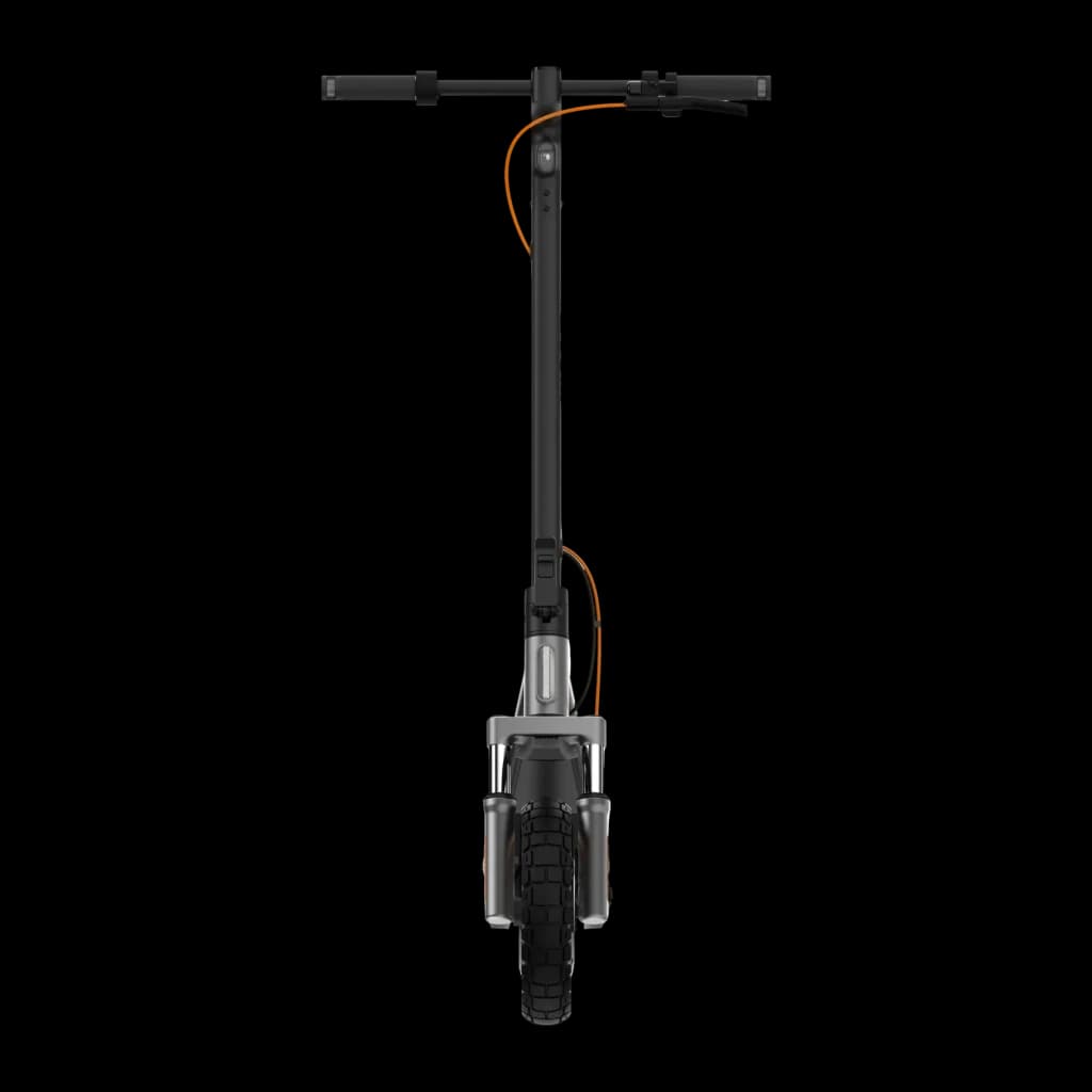 Trottinette Électrique Xiaomi Electric Scooter 6 Pro DE 400W 70km 25km/h 12 pouces Gris, détail avant: guidon, câble orange