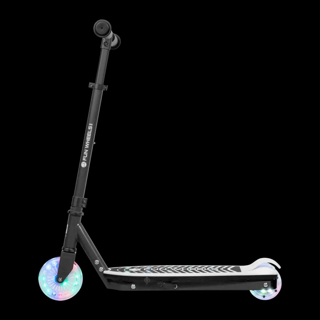 Trotinete Elétrica Fun Wheels Light Black Rebel ZAB0033 50W 6km 8km/h, detalhe lateral: guidão dobrável, plataforma