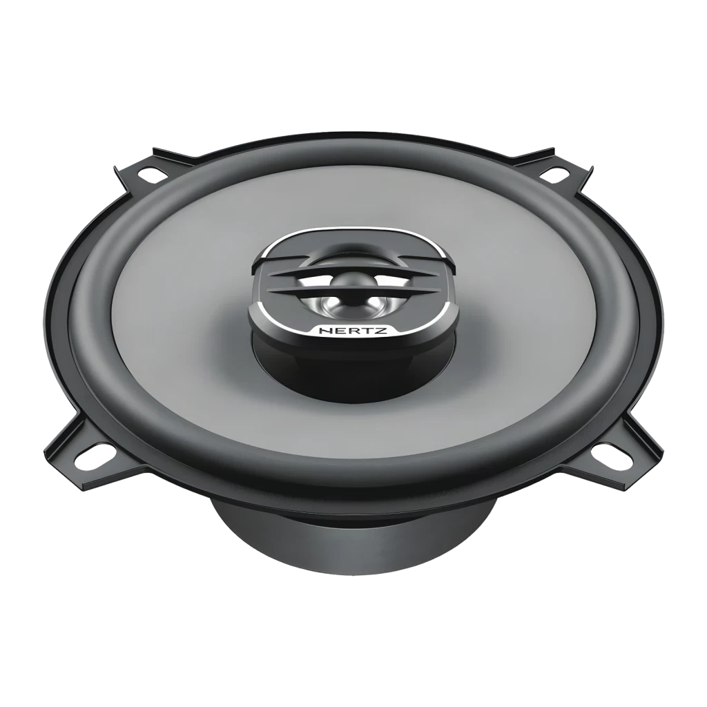 Altavoces para coche Hertz X 130 2 vías 160W Negro, detalle: cono gris, tweeter central cromado con logo Hertz y marco negro