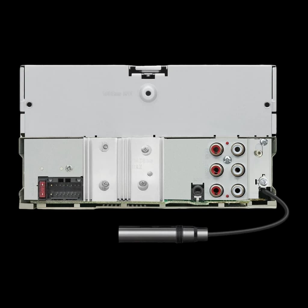 Autoradio Kenwood Noir 2 DIN DPX-7300DAB, vue arrière: connecteurs RCA, faisceau de câblage et connecteur antenne DAB
