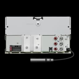 Autoradio Kenwood Noir 2 DIN DPX-7300DAB, vue arrière: connecteurs RCA, faisceau de câblage et connecteur antenne DAB