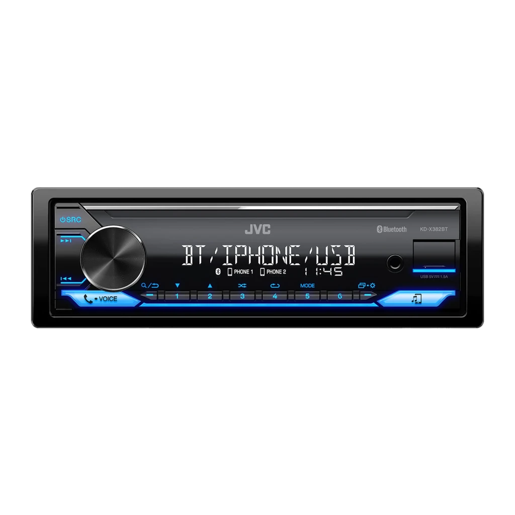Autorradio JVC 1 DIN Bluetooth Negro KD-X382BT