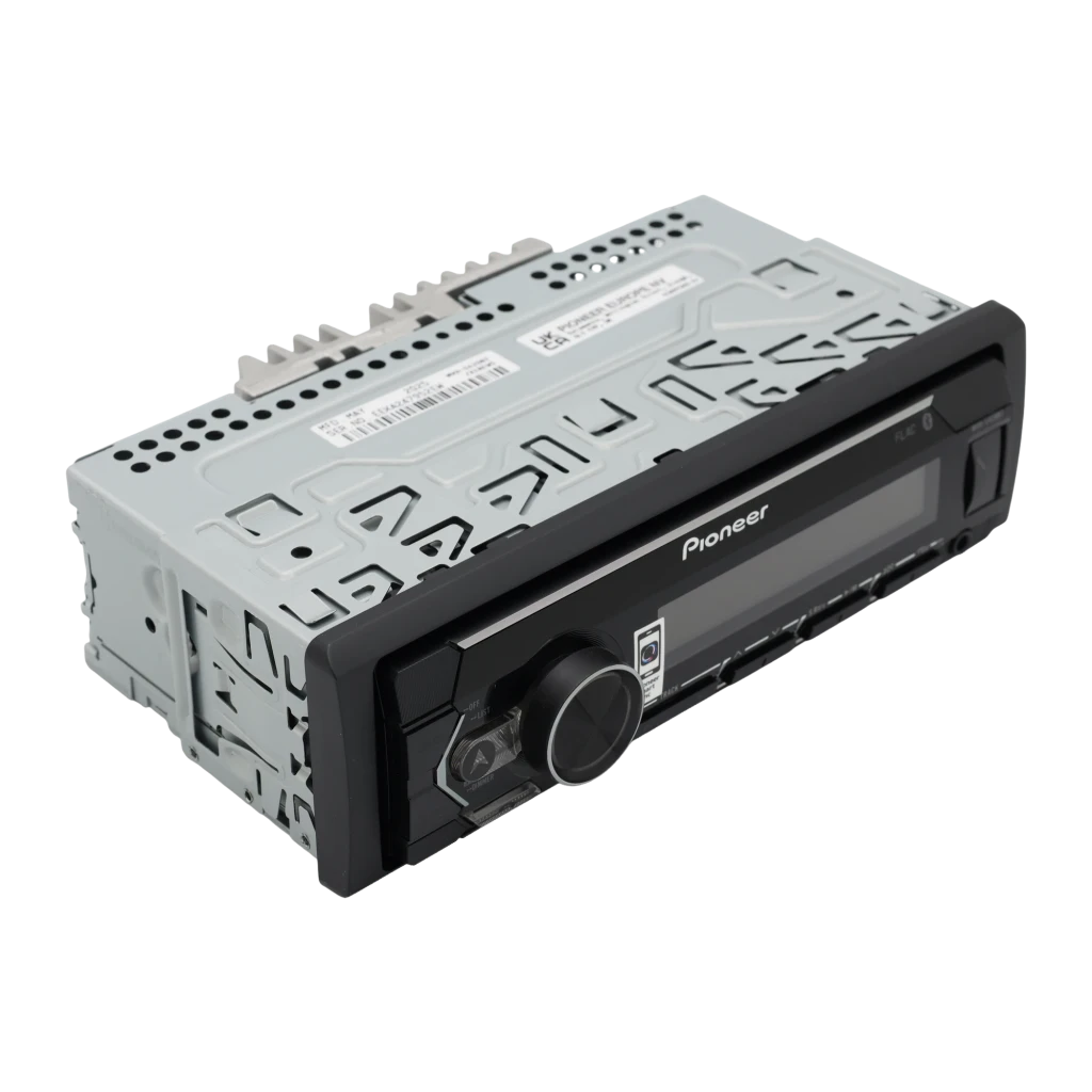 Auto-rádio Pioneer Preto 1 DIN Bluetooth MVH-S420BT, detalhe: chassi metálico lateral e frontal com ecrã e botão giratório