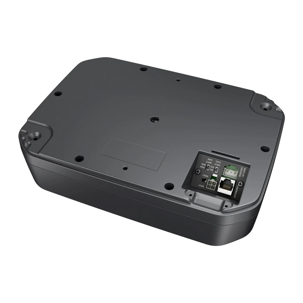 Caisson de basses Pioneer Actif Compact 170W Noir TS-WX140DA, vue arrière: panneau de connexions avec entrées RCA et bornes