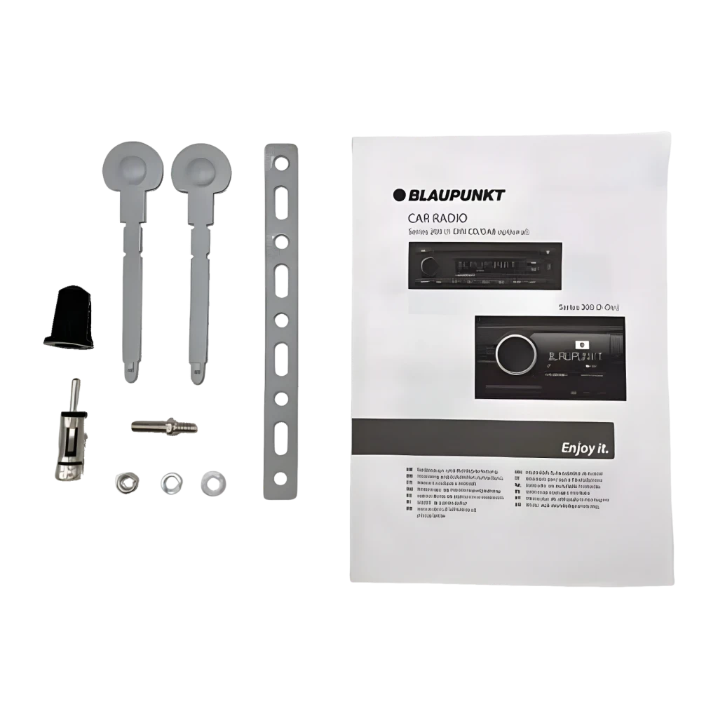 Autorradio Blaupunkt Essen 200 DAB BT CD Negro 1 DIN Bluetooth, detalle: accesorios de instalación, tornillos, llaves