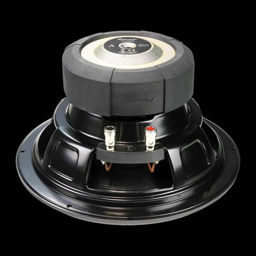 Subwoofer voiture Pioneer 25 cm (10 pouces) Passif DVC 400W RMS Noir TS-A250D4, vue arrière: aimant, panier métallique noir