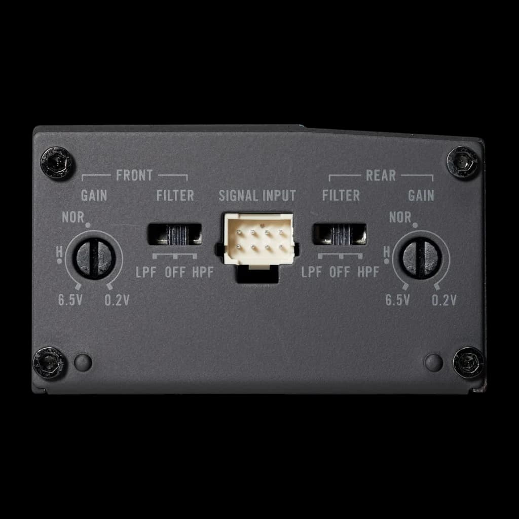 Amplificateur voiture Pioneer 4 canaux 45W x 4 RMS GM-DX104, vue arrière: connecteur signal input, boutons de gain