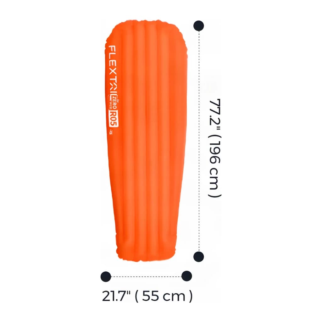 Colchão insuflável Flextail Zero Mattress R05 Mummy L Laranja Nylon Ripstop 20D TPU, vista superior: dimensões 196x55 cm