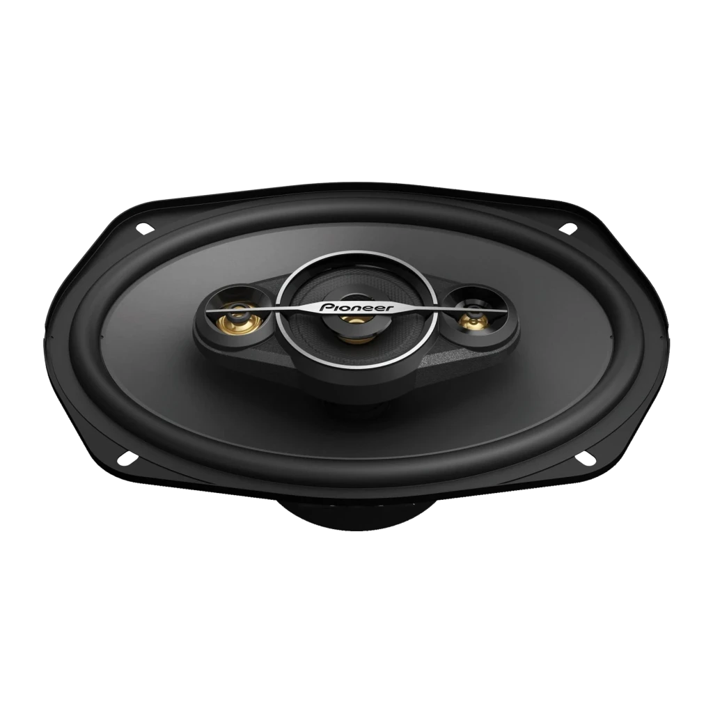 Altavoces para coche Pioneer 4 vías 90W RMS / 450W máx Negro TS-A6961F, detalle: frontal con tweeter central, puentes