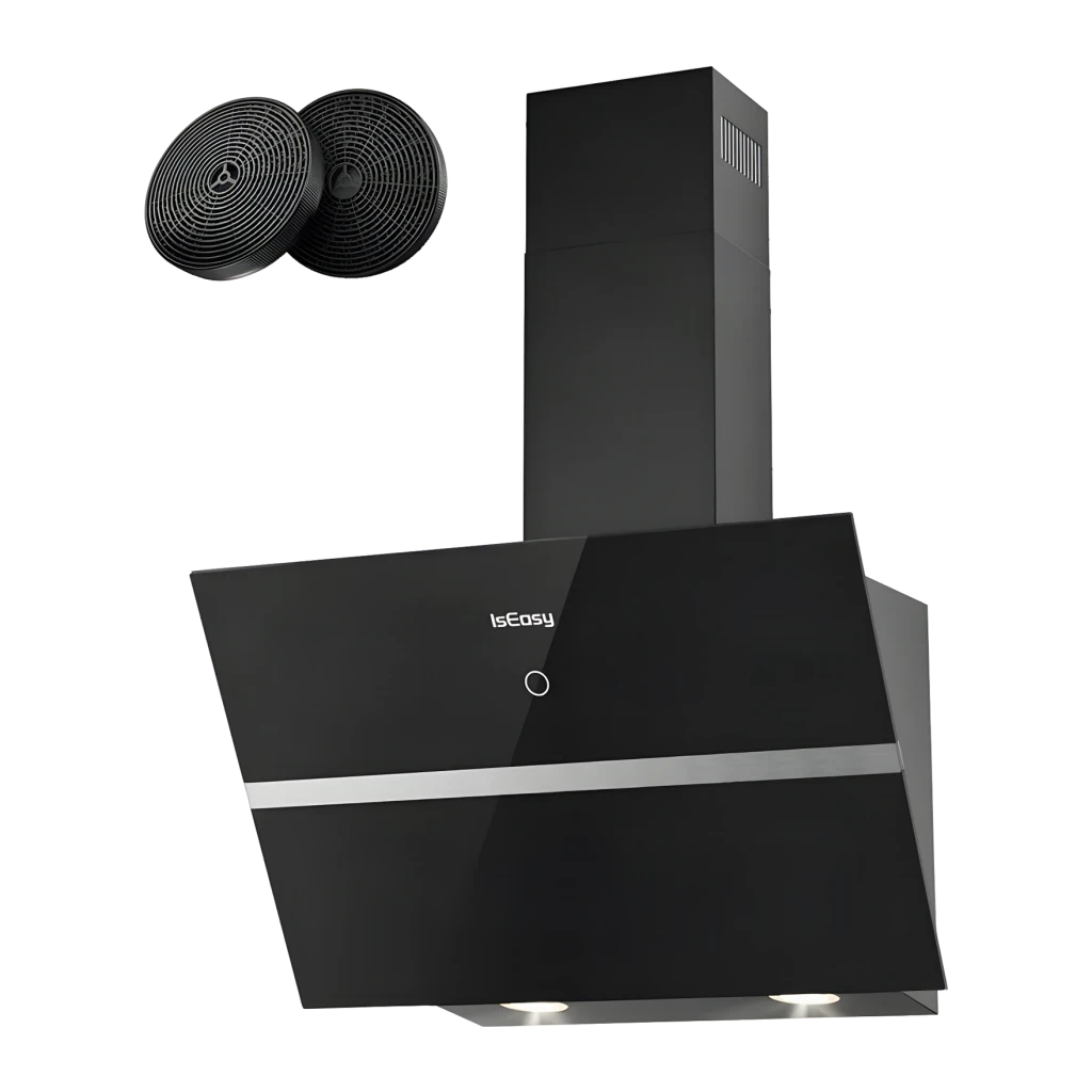Campana extractora IsEasy 524 m³/h 4 velocidades Negro TV1360D4-CC-I2, detalle: vista lateral con filtros de carbón activo