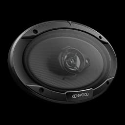 Altifalantes de Carro Kenwood 3 vias 45W RMS Preto KFC-S6966, detalhe: grelha oval preta com tweeter central e logótipo