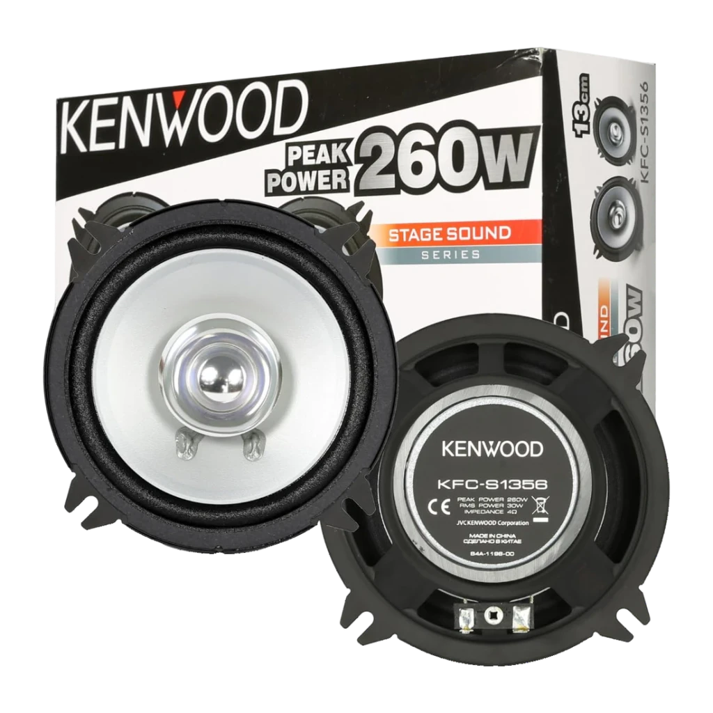 Altavoces de coche Kenwood 2 vías 30W RMS Negro KFC-S1356, vista trasera: parte posterior del altavoz con etiqueta KFC-S1356