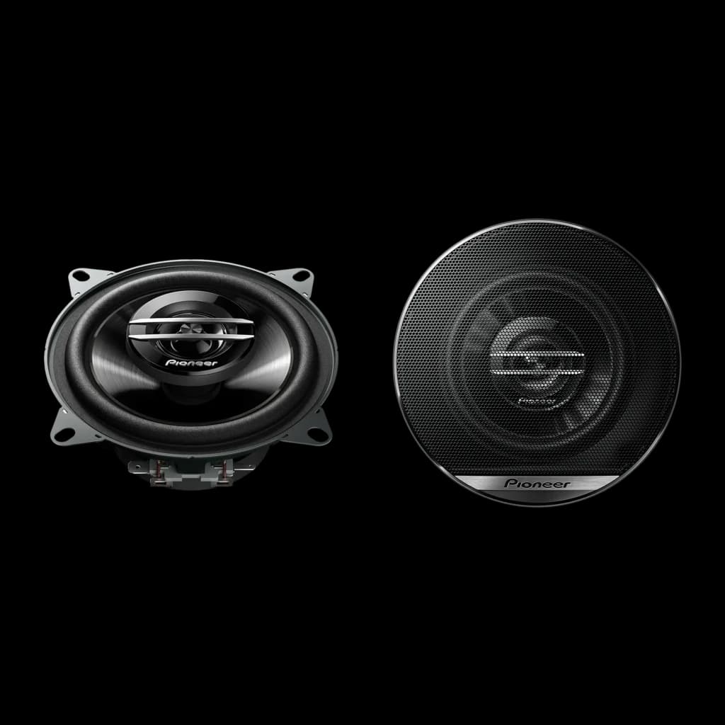 Altifalantes de carro Pioneer 30W RMS Passivo 2 vias Preto TS-G1020F, vista frontal: par de altifalantes, um sem grelha
