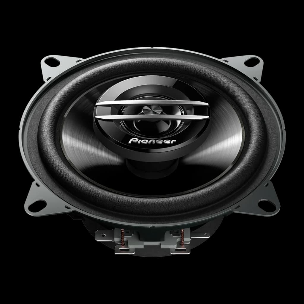 Altifalantes de carro Pioneer 30W RMS Passivo 2 vias Preto TS-G1020F, detalhe: vista frontal do cone woofer, tweeter central