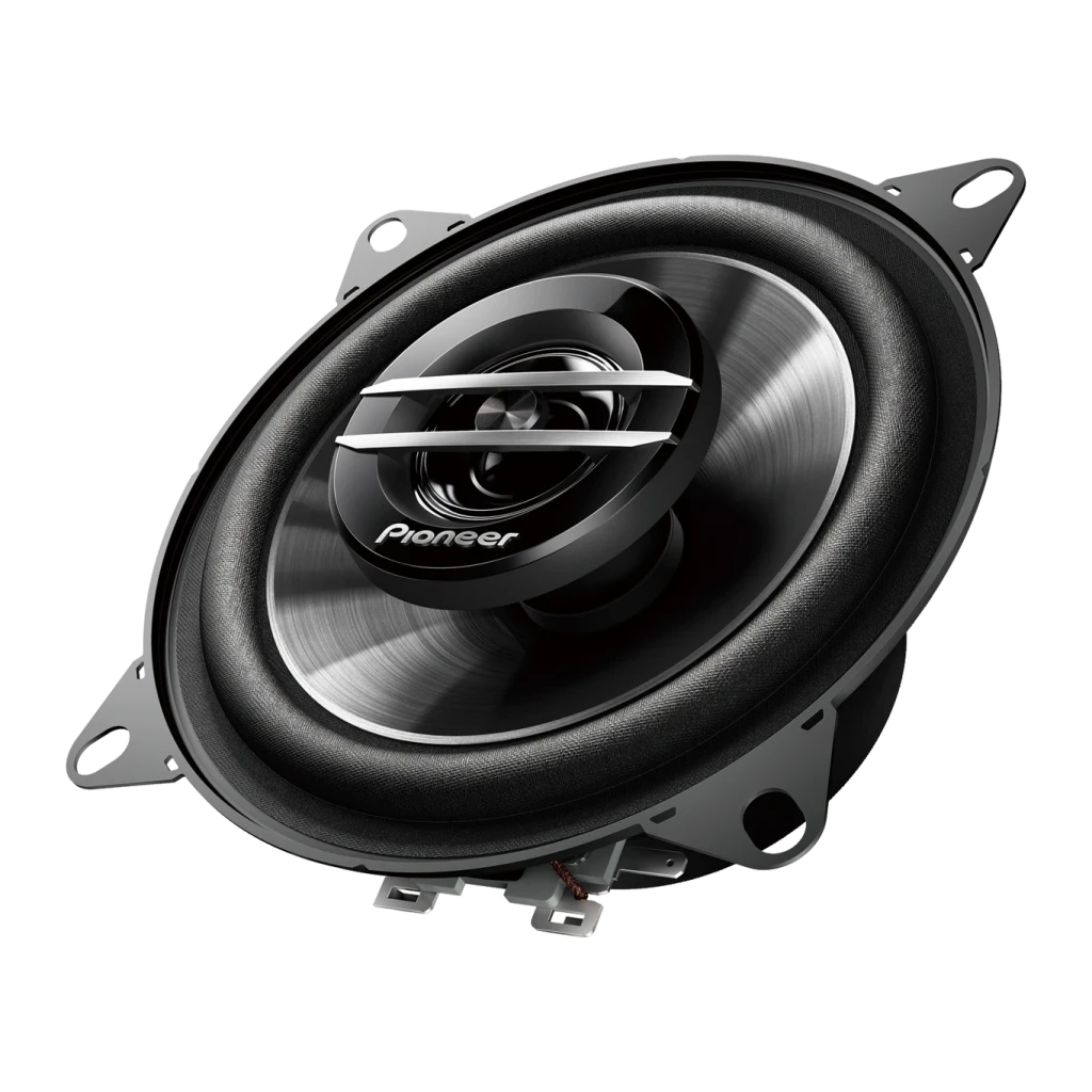 Altifalantes de carro Pioneer 30W RMS Passivo 2 vias Preto TS-G1020F, detalhe: cone woofer, tweeter central e logótipo