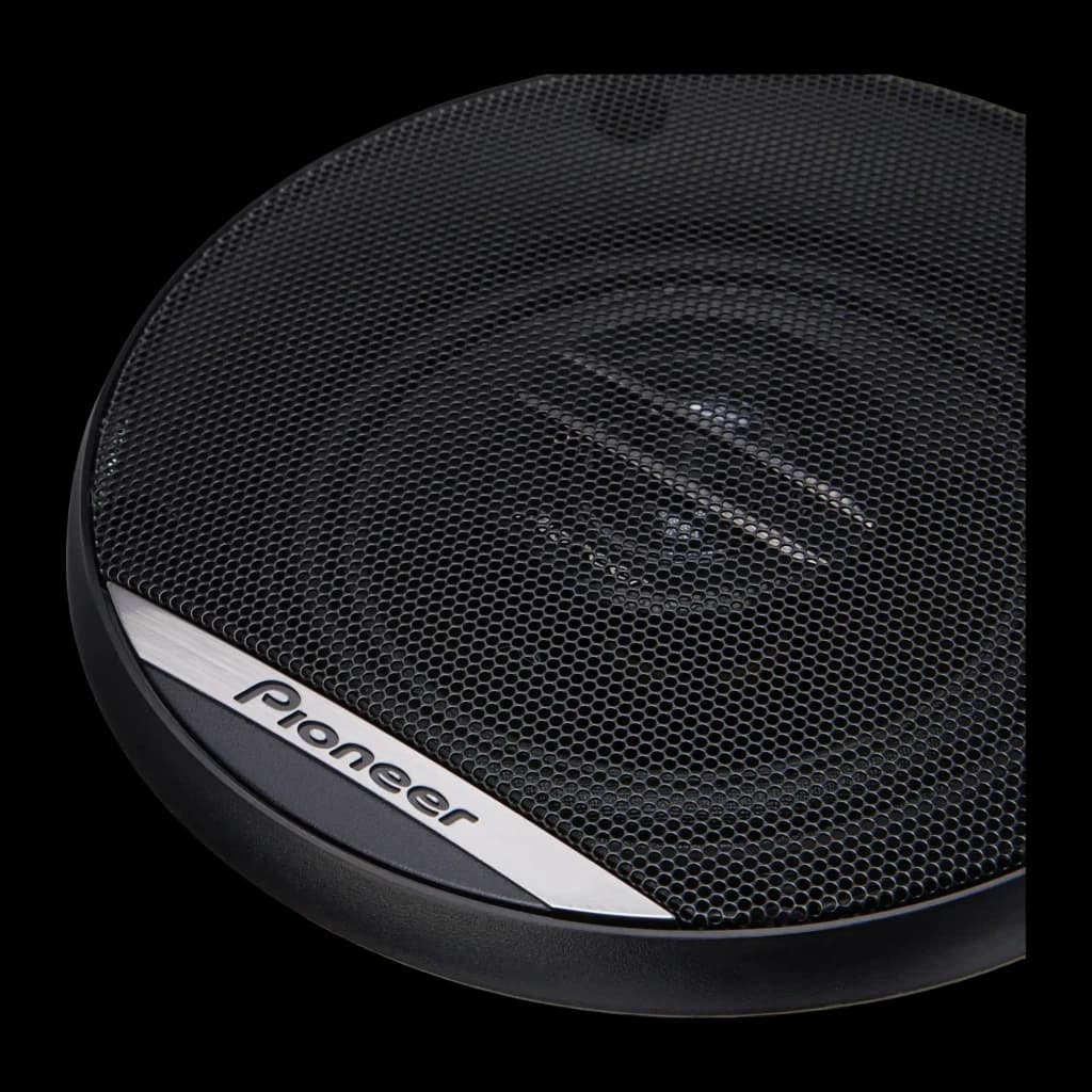 Altifalantes de carro Pioneer 30W RMS Passivo 2 vias Preto TS-G1020F, detalhe: grelha metálica hexagonal e faixa prateada