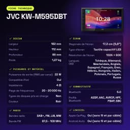 Autorradio JVC Negro CarPlay Android Auto Inalámbrico 6,8 pulgadas KW-M595DBT - características