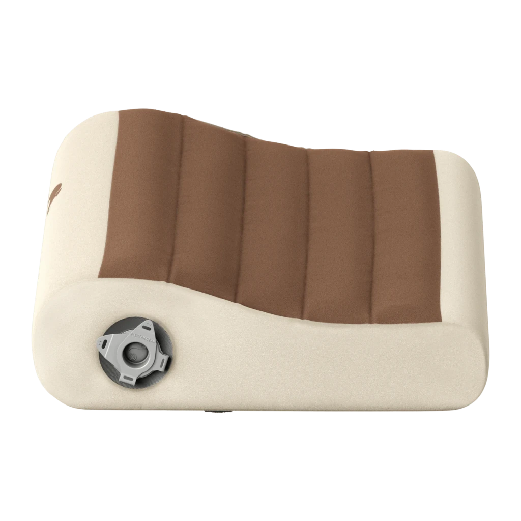 Almofada insuflável Flextail Zero Pillow Castanho Espuma viscoelástica + TPU 40x30cm, detalhe: válvula de insuflagem