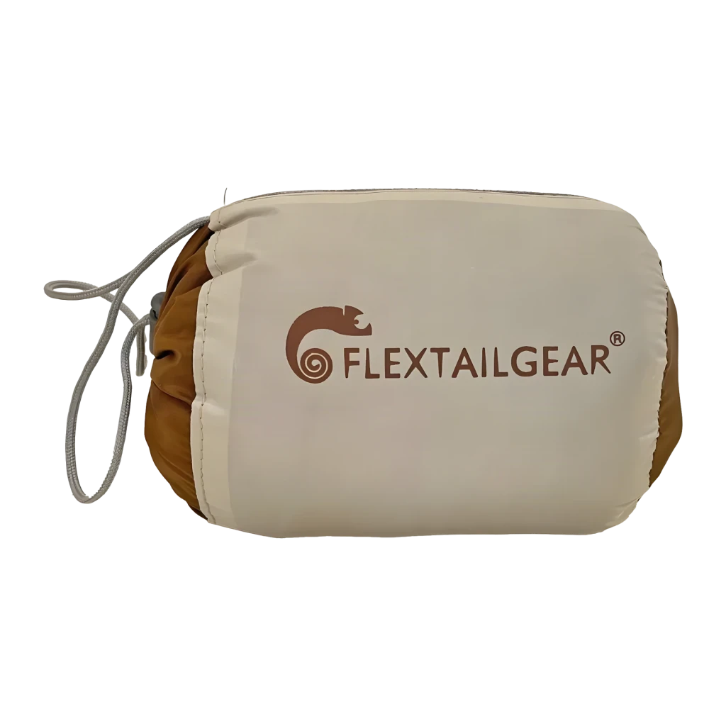 Almofada insuflável Flextail Zero Pillow Castanho Espuma viscoelástica + TPU 40x30cm, detalhe: bolsa de transporte compacta