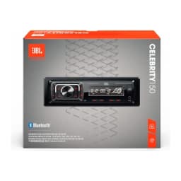 Autoradio JBL Celebrity 150 Noir 1 DIN Bluetooth, contenu de la boîte: emballage orange et gris avec l'autoradio en façade