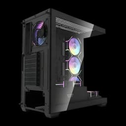 Caja PC Darkflash DS900 Negro + 7 Ventiladores ARGB Doble Cristal Templado 270°, vista trasera: panel trasero con ranuras