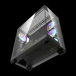 Caja PC Darkflash DS900 Negro + 7 Ventiladores ARGB Doble Cristal Templado 270°, detalle: vista superior en ángulo