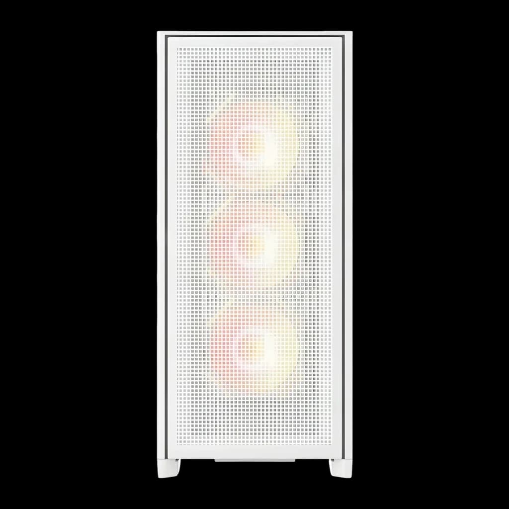 Caixa PC Darkflash AIRNOVA Vidro Temperado E-ATX 3x 120mm incluídas Branco, vista frontal: painel mesh branco com 3