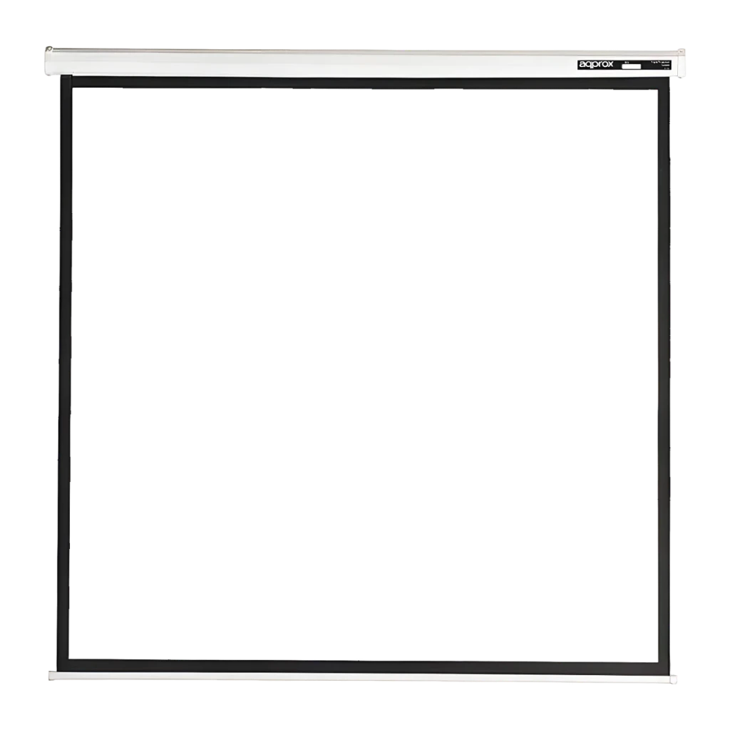 Pantalla de Proyección Approx 180x180cm Ganancia 1 Manual Techo/Pared Blanco APPPM180, vista frontal: pantalla desplegada