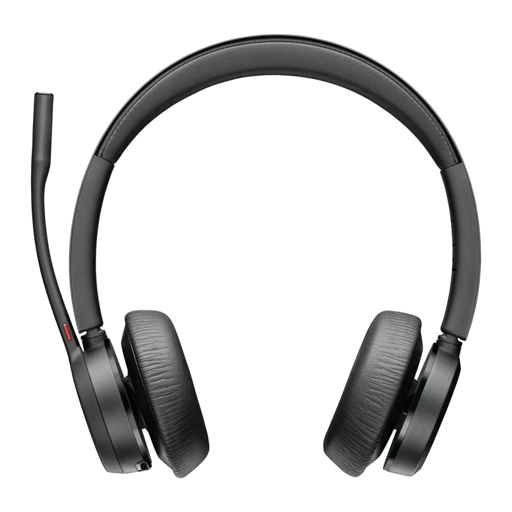 Auriculares Poly Voyager 4320 USB-C Diadema Bluetooth 5.1 47h Negro, detalle frontal: diadema acolchada, almohadillas