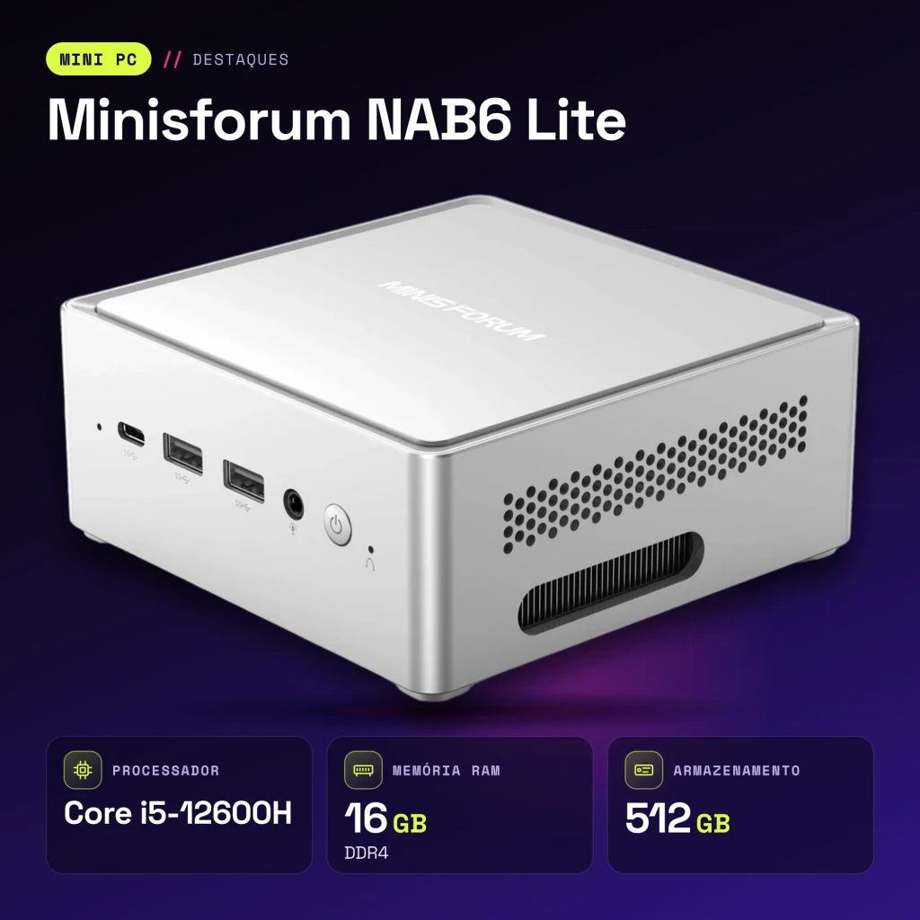 Mini PC Minisforum NAB6 Lite 16GB/512GB Intel Core i5-12600H DDR4 PCIe 4.0 - características