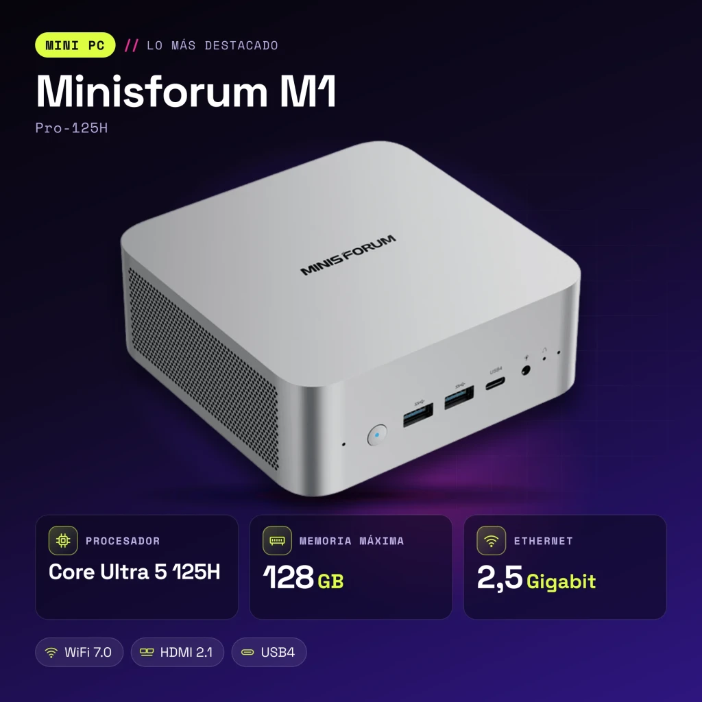 Mini PC Minisforum M1 Pro-125H Intel Core Ultra 5 125H WiFi 7 Barebone - características