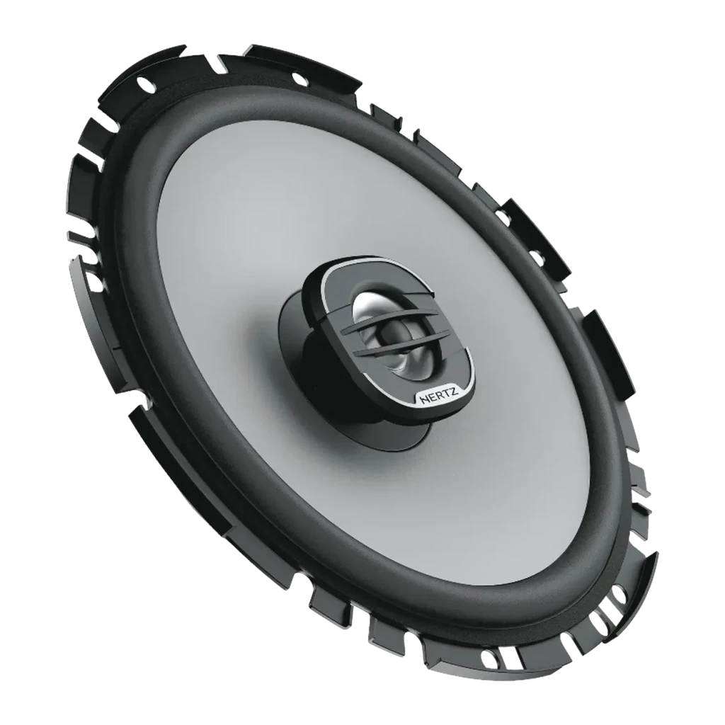 Altavoces para coche Hertz X 170 2 vías 200W (50W RMS) Negro, vista frontal: cono gris, tweeter central y surround negro