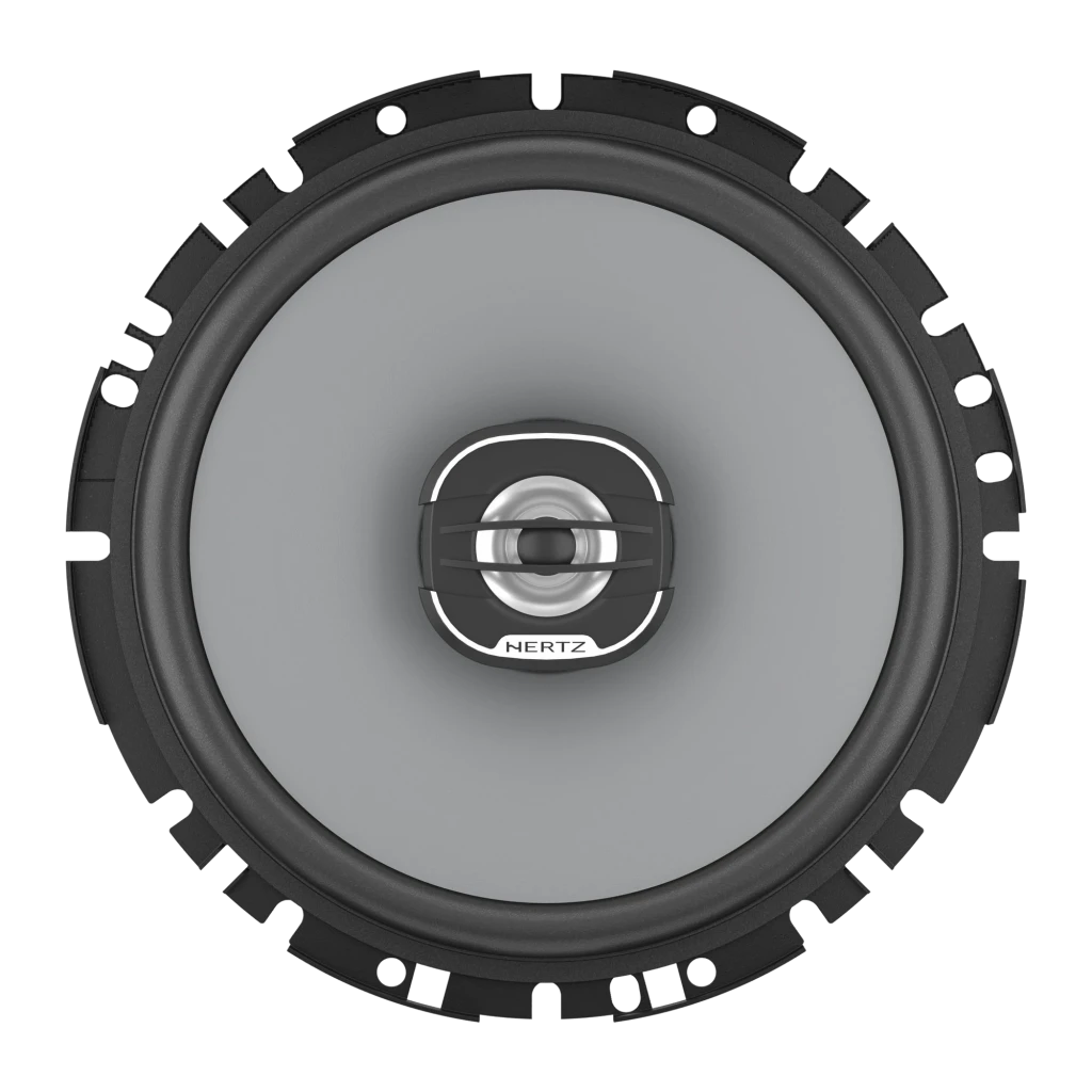 Altavoces para coche Hertz X 170 2 vías 200W (50W RMS) Negro, detalle: vista frontal del cono gris y tweeter central