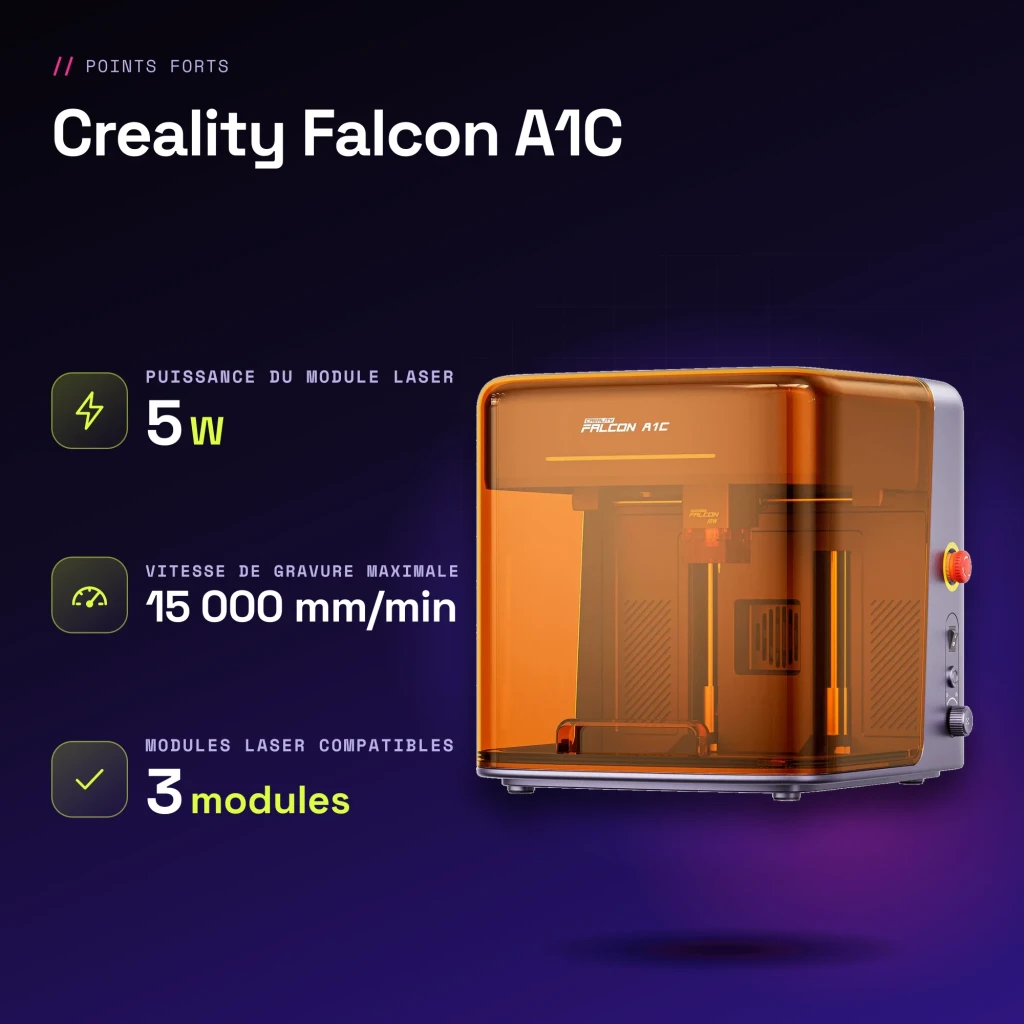 Graveur Laser Creality Falcon A1C Gris 5W - caractéristiques
