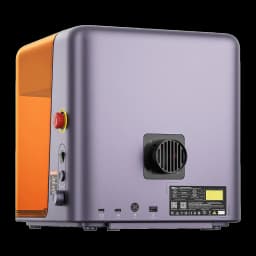 Graveur Laser Creality Falcon A1C Gris 5W, vue arrière: ventilateur, bouton d'urgence rouge et ports USB