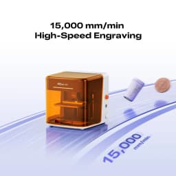 Graveur Laser Creality Falcon A1C Blanc 10W, vitesse: boîtier orange translucide, 15000 mm/min avec gobelet et pièce gravés