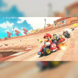 Jeu vidéo Nintendo Mario Kart World Switch 2 Standard Édition Allemande, en jeu: Mario en kart mène une course sur circuit