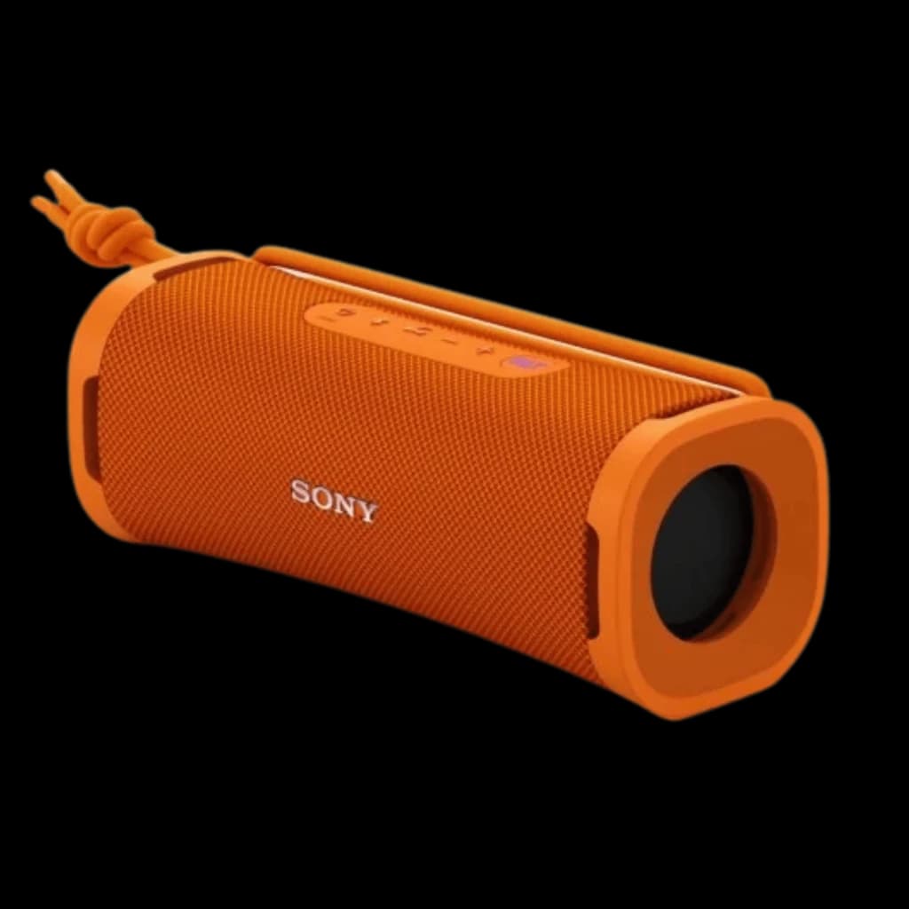 Sony ULT Field 1 Orange – enceinte Bluetooth compacte, maille orangée, boutons supérieurs, passifs latéraux, sangle assortie, design robuste et portable