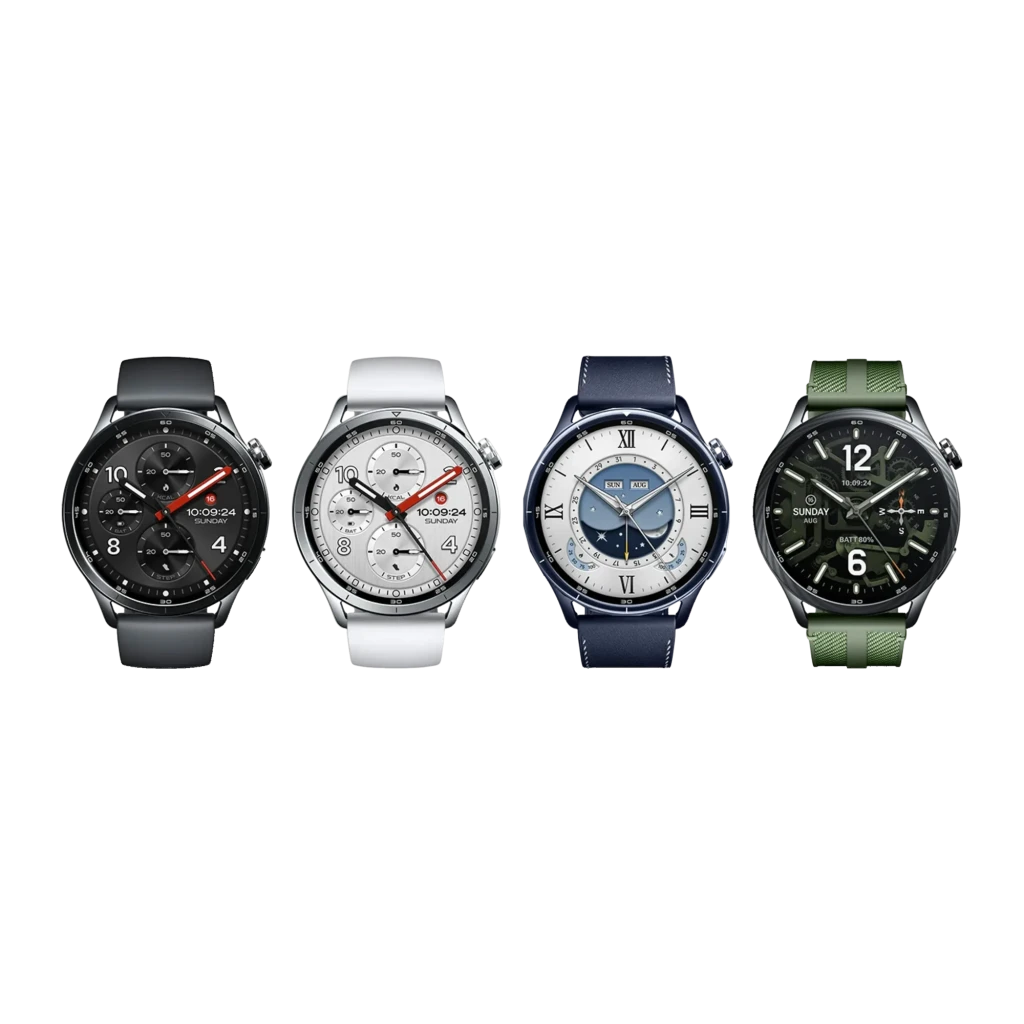 Xiaomi Watch S5 41mm Negro GPS Doble Banda L1+L5 NFC, vista frontal: 4 variantes de color con distintas esferas sobre fondo